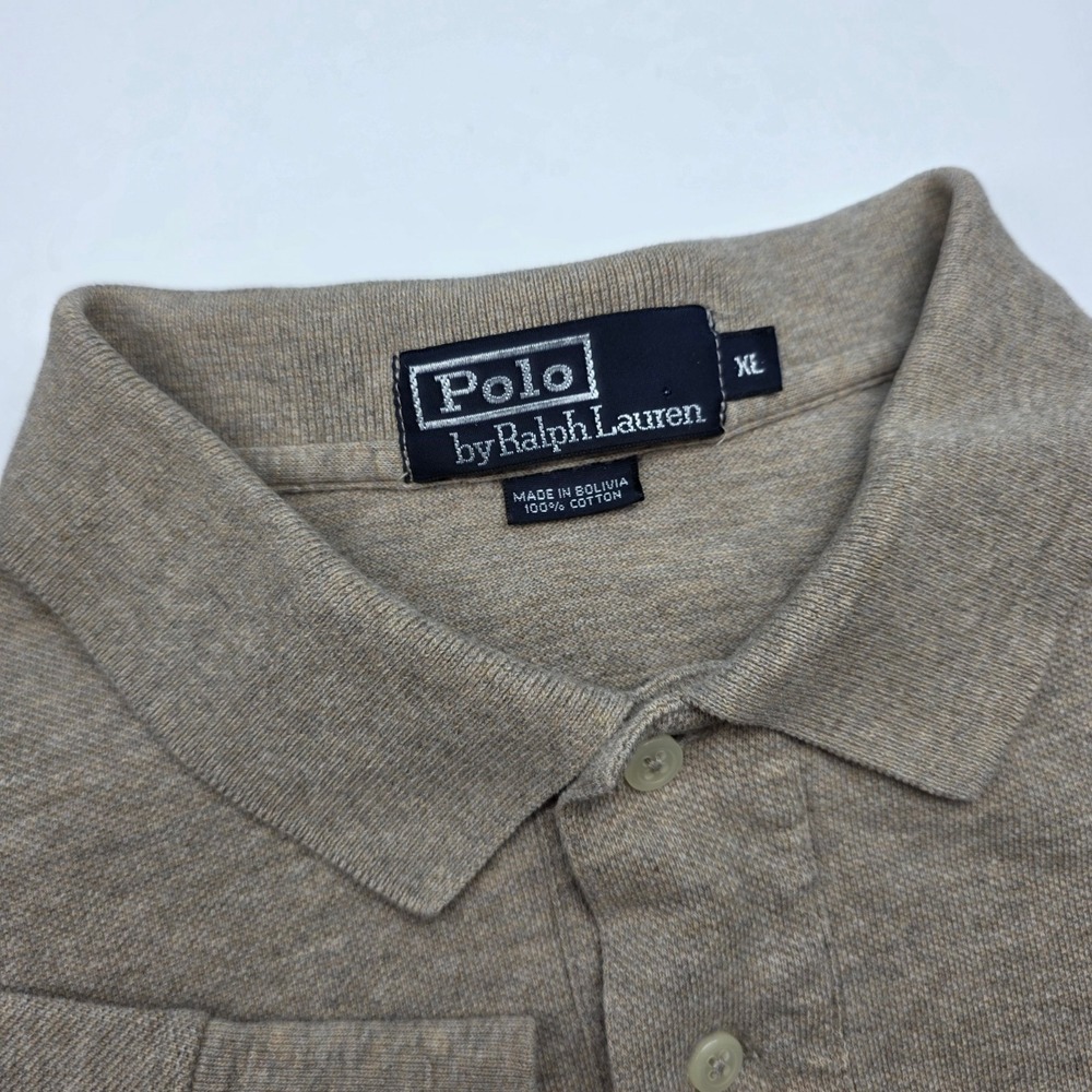Polo Ralph Lauren Polo Shirt Mens‎ XL Long Sleeve Beige Tan Collared Neutral - Picture 3 of 8